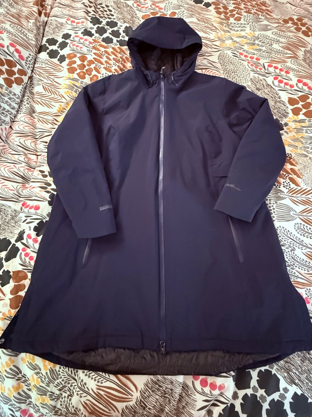 Eddie Bauer Navy Hooded Long Jacket